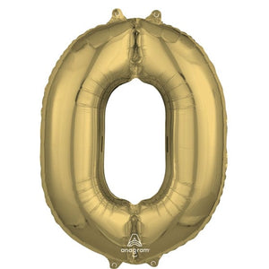 Balloon - Supershapes, Numbers & Letters White Gold Numeral 0 SuperShape Foil Balloon 86cm Each