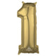 Balloon - Supershapes, Numbers & Letters White Gold Numeral 1 Shape Foil Balloon 66cm Each
