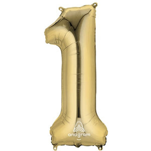 Balloon - Supershapes, Numbers & Letters White Gold Numeral 1 SuperShape Foil Balloon 86cm Each