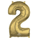 Balloon - Supershapes, Numbers & Letters White Gold Numeral 2 Shape Foil Balloon 66cm Each