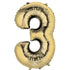 White Gold Numeral 3 SuperShape Foil Balloon 86cm Each