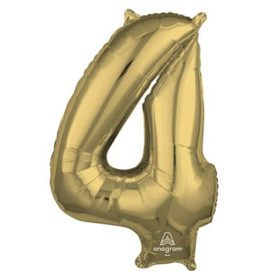 Balloon - Supershapes, Numbers & Letters White Gold Numeral 4 Shape Foil Balloon 66cm Each