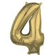 Balloon - Supershapes, Numbers & Letters White Gold Numeral 4 Shape Foil Balloon 66cm Each