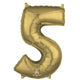 Balloon - Supershapes, Numbers & Letters White Gold Numeral 5 Shape Foil Balloon 66cm Each