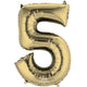 Balloon - Supershapes, Numbers & Letters White Gold Numeral 5 SuperShape Foil Balloon 86cm Each