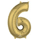 Balloon - Supershapes, Numbers & Letters White Gold Numeral 6 Shape Foil Balloon 66cm Each