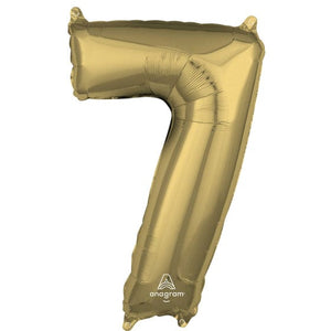 Balloon - Supershapes, Numbers & Letters White Gold Numeral 7 Shape Foil Balloon 66cm Each