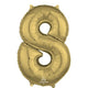Balloon - Supershapes, Numbers & Letters White Gold Numeral 8 Shape Foil Balloon 66cm Each
