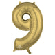 Balloon - Supershapes, Numbers & Letters White Gold Numeral 9 Shape Foil Balloon 66cm Each