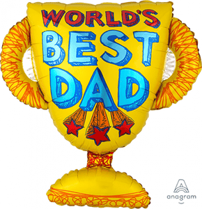 Amscan_OO Balloon - Supershapes, Numbers & Letters World's Best Dad Trophy Supershape Foil Balloon 66cm x 68cm Each