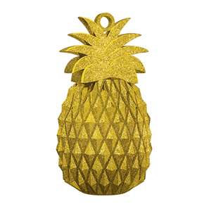 Amscan_OO Balloon - Weights Aloha Gold Pineapple Balloon Weight Glittered Plastic Each