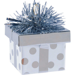 Amscan_OO Balloon - Weights Silver Dots Gift Package Balloon Weight 180g Each