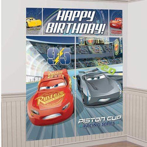 Amscan_OO Decorations - Backdrop & Scene Setters Cars 3 Plastic Scene Setter Wall Decoration Kit 5pk
