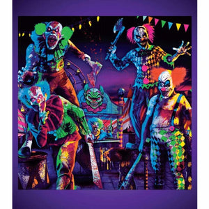 Decorations - Backdrop & Scene Setters Creepy Carnival Backdrop Scene Setters Black Light Reactive 82cm x 54cm 6pk