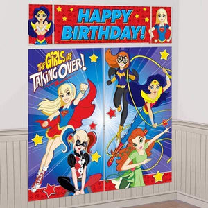 Amscan_OO Decorations - Backdrop & Scene Setters DC Super Hero Girls Plastic Scene Setter Wall Decorating Kit 5pk