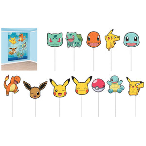 Amscan_OO Decorations - Backdrop & Scene Setters Pokemon Classic Scene Setter with Props 16pk