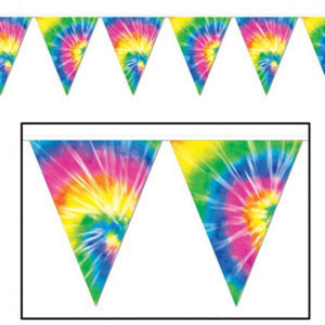 Amscan_OO Decorations - Banners, Flags & Streamers 60's Tie-Dyed Pennant Flag Banner 27cm x 3.66m Each