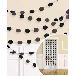 Amscan_OO Decorations - Banners, Flags & Streamers Black Orange Glitter Round String Decorations 2m 6pk