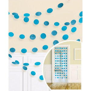 Amscan_OO Decorations - Banners, Flags & Streamers Caribbean Blue Orange Glitter Round String Decorations 2m 6pk