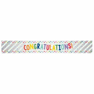 Decorations - Banners, Flags & Streamers Congratulations Multi-Coloured Banner 2.7m Each