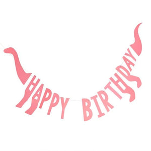 Decorations - Banners, Flags & Streamers Dino Pink Dinosaur Shaped Happy Birthday Bunting 27cm x 137cm Each