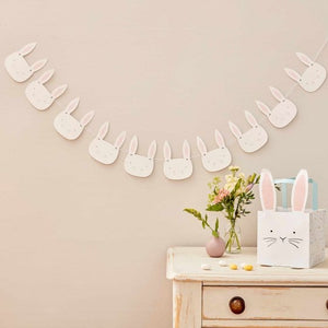 Decorations - Banners, Flags & Streamers Eggciting Easter Pink & White Easter Bunny Face Bunting 2m Each