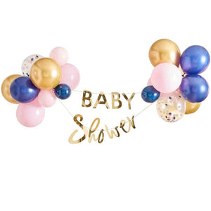 Decorations - Banners, Flags & Streamers Gender Reveal Gold Foiled 'Baby Shower' Bunting 2m Each