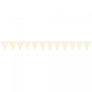 Amscan_OO Decorations - Banners, Flags & Streamers Glittered White Large Paper Pennant Banner