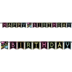 Amscan_OO Decorations - Banners, Flags & Streamers Glow Party Happy Birthday Ribbon Banner 15cm x 2.7m Each