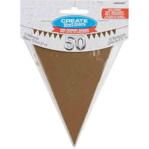 Amscan_OO Decorations - Banners, Flags & Streamers Gold Mini Paper Pennant Banner