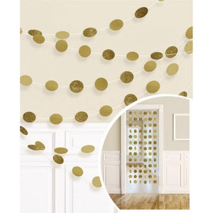 Amscan_OO Decorations - Banners, Flags & Streamers Gold Orange Glitter Round String Decorations 2m 6pk