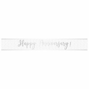 Decorations - Banners, Flags & Streamers Happy Anniversary Silver Foil Banner 2.7m Each