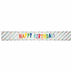 Decorations - Banners, Flags & Streamers Happy Birthday Multi-Coloured Foil Banner 2.7m Each