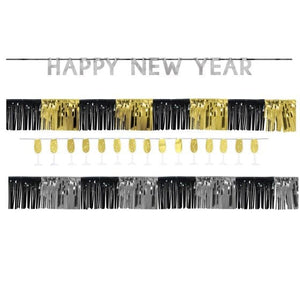 Decorations - Banners, Flags & Streamers Happy New Year Black, Silver & Gold Banner Kit