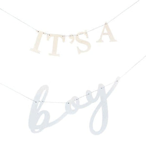 Decorations - Banners, Flags & Streamers Hello Baby White & Blue It's A Boy Bunting 2m x 1.5m 2pk