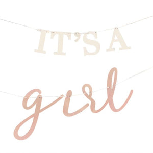 Decorations - Banners, Flags & Streamers Hello Baby White & Blush It's A Girl Bunting 2m x 1.5m 2pk