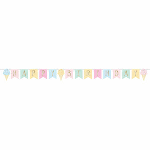 Amscan_OO Decorations - Banners, Flags & Streamers Ice Cream Party Decor Happy Birthday Ribbon Banner & Foil 15cm x 2.52m