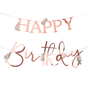 Amscan_OO Decorations - Banners, Flags & Streamers Lets Par Tea Rose Gold Happy Birthday Bunting Each