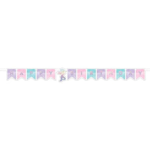 Amscan_OO Decorations - Banners, Flags & Streamers Mermaid Shine Iridescent Happy Birthday String Banner 15cm x 1.63m Each