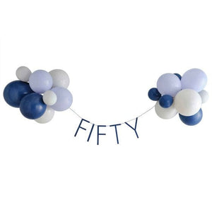 Decorations - Banners, Flags & Streamers Mix it Up Navy 50th Birthday Milestone Balloon Bunting 1.5m Each