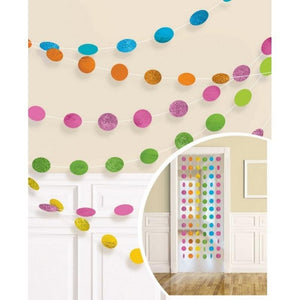 Amscan_OO Decorations - Banners, Flags & Streamers Multi Coloured Orange Glitter Round String Decorations 2m 6pk