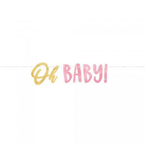 Amscan_OO Decorations - Banners, Flags & Streamers Oh Baby Girl Letter Banner 18cm x 3.65m Each