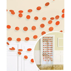 Amscan_OO Decorations - Banners, Flags & Streamers Orange Orange Glitter Round String Decorations 2m 6pk