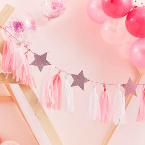 Amscan_OO Decorations - Banners, Flags & Streamers Pamper Party Pink Tassel Garland With Pink Glitter Stars Each