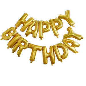 Decorations - Banners, Flags & Streamers Pick and Mix Gold Happy Birthday 13 inch Balloon Bunting Each