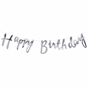 Decorations - Banners, Flags & Streamers Pick and Mix Happy Birthday Silver Bunting 1.5m Each