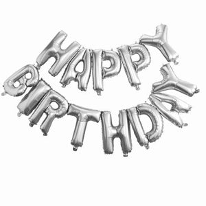 Decorations - Banners, Flags & Streamers Pick and Mix Silver Happy Birthday 13inch Balloon Bunting Each