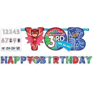 Amscan_OO Decorations - Banners, Flags & Streamers PJ Masks Jumbo Add-An-Age Banner 3.2m x 25cm Each