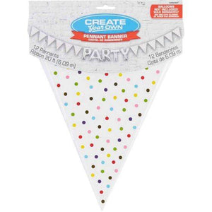 Amscan_OO Decorations - Banners, Flags & Streamers Rainbow Dotted Large Paper Pennant Banner