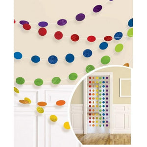 Amscan_OO Decorations - Banners, Flags & Streamers Rainbow Orange Glitter Round String Decorations 2m 6pk